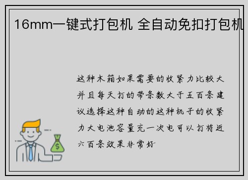 16mm一键式打包机 全自动免扣打包机